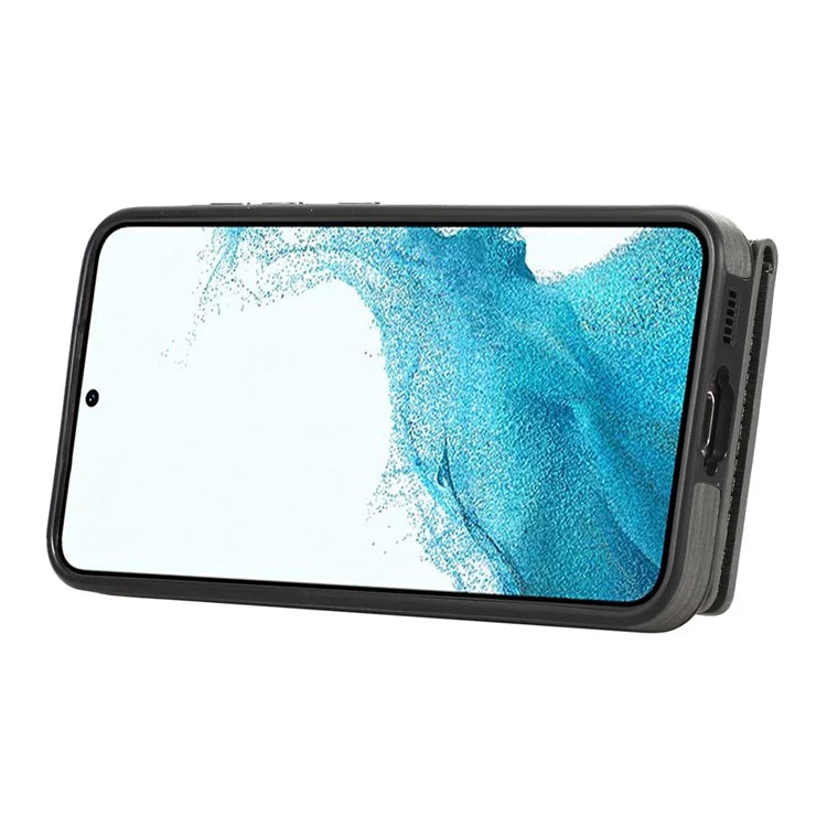 For Samsung Galaxy S23+ Kickstand Case Brushed PU+TPU Wallet Phone Cover