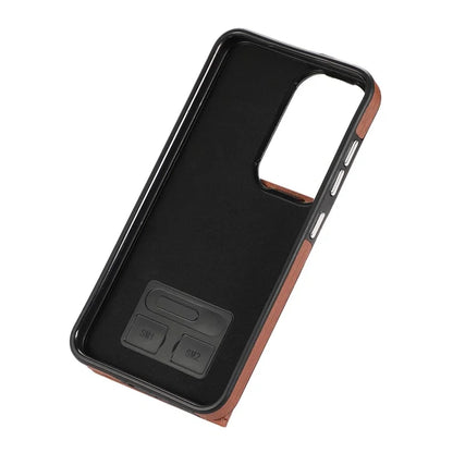 For Samsung Galaxy S23+ Kickstand Case Brushed PU+TPU Wallet Phone Cover