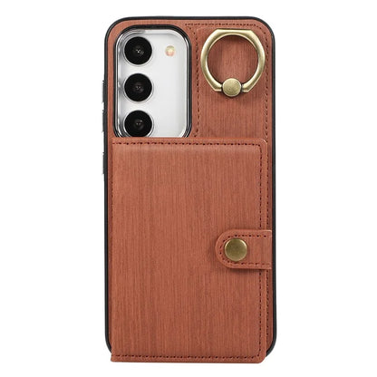 For Samsung Galaxy S23+ Kickstand Case Brushed PU+TPU Wallet Phone Cover