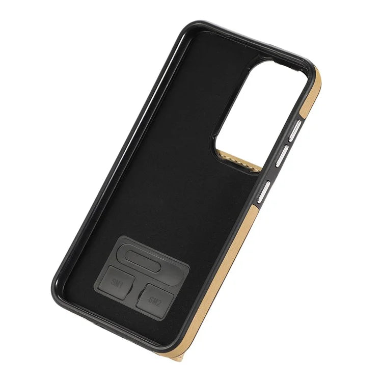 For Samsung Galaxy S23+ Kickstand Case Brushed PU+TPU Wallet Phone Cover