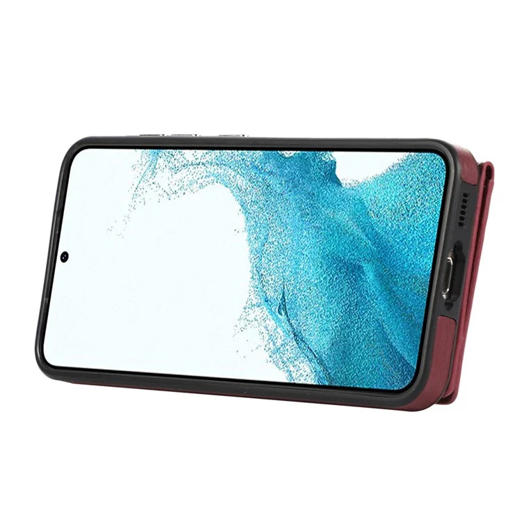 For Samsung Galaxy S23+ Kickstand Case Brushed PU+TPU Wallet Phone Cover