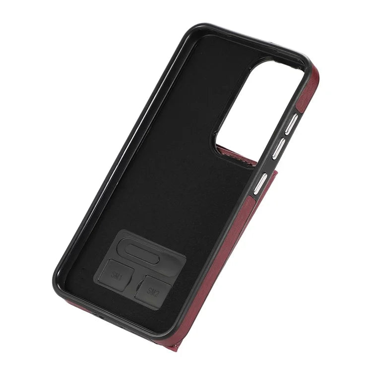 For Samsung Galaxy S23+ Kickstand Case Brushed PU+TPU Wallet Phone Cover