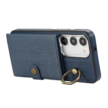 For Samsung Galaxy S23+ Kickstand Case Brushed PU+TPU Wallet Phone Cover