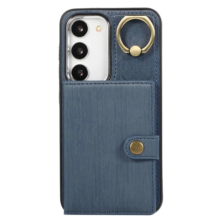 For Samsung Galaxy S23+ Kickstand Case Brushed PU+TPU Wallet Phone Cover