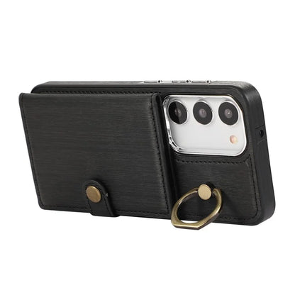 For Samsung Galaxy S23 Wallet Case Brushed PU+TPU Kickstand Phone Cover