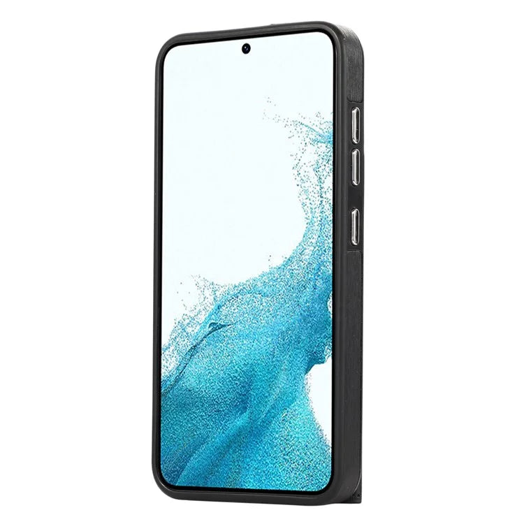 For Samsung Galaxy S23 Wallet Case Brushed PU+TPU Kickstand Phone Cover