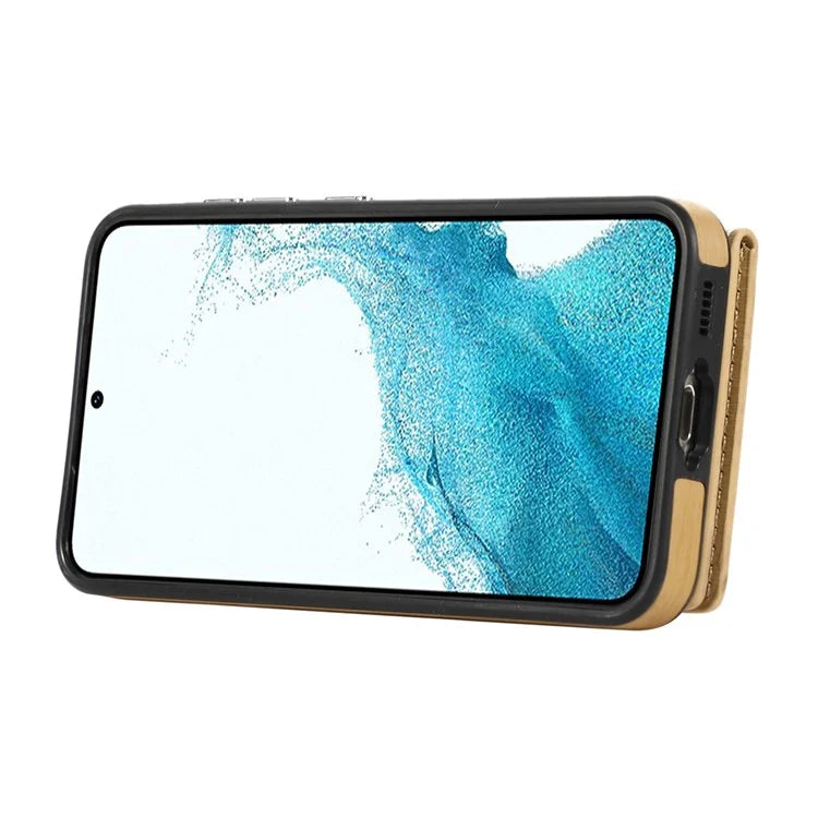 For Samsung Galaxy S23 Wallet Case Brushed PU+TPU Kickstand Phone Cover