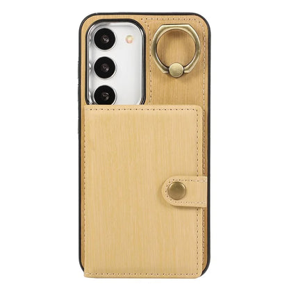 For Samsung Galaxy S23 Wallet Case Brushed PU+TPU Kickstand Phone Cover
