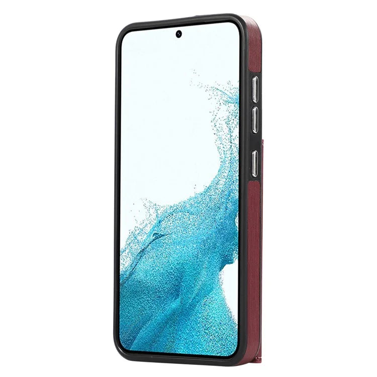 For Samsung Galaxy S23 Wallet Case Brushed PU+TPU Kickstand Phone Cover
