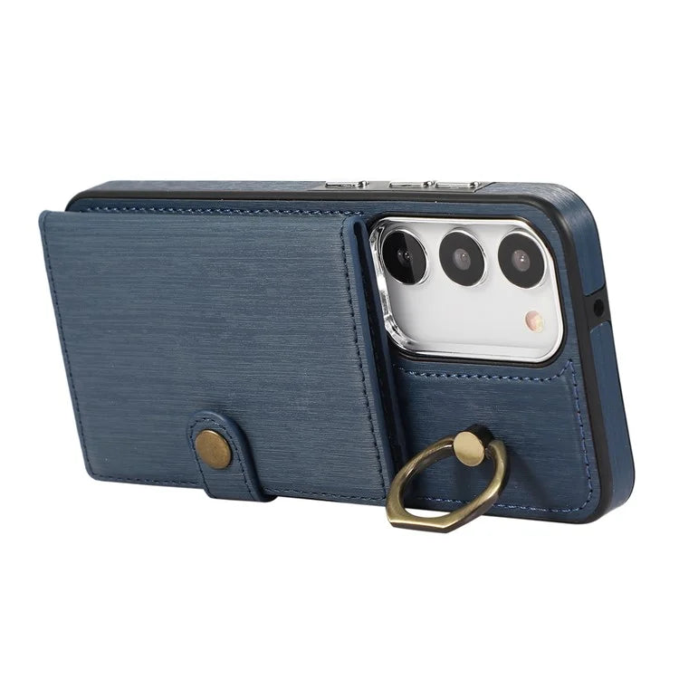 For Samsung Galaxy S23 Wallet Case Brushed PU+TPU Kickstand Phone Cover