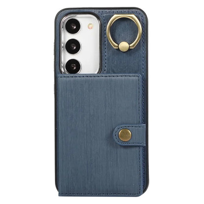 For Samsung Galaxy S23 Wallet Case Brushed PU+TPU Kickstand Phone Cover