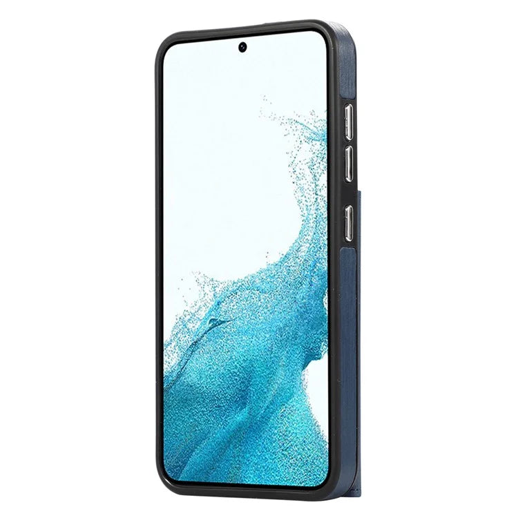 For Samsung Galaxy S23 Wallet Case Brushed PU+TPU Kickstand Phone Cover