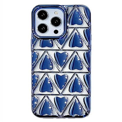 For iPhone 15 Pro Max Case Electroplating 3D Love Heart Shape TPU Phone Cover