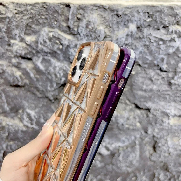 For iPhone 15 Pro Max Case Electroplating 3D Love Heart Shape TPU Phone Cover