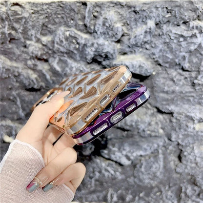 For iPhone 15 Pro Max Case Electroplating 3D Love Heart Shape TPU Phone Cover