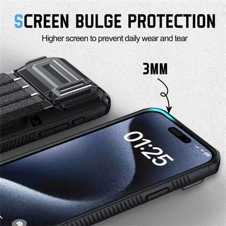 For iPhone 15 Pro Case Sliding Card Holder Kickstand Anti-drop Phone Cover