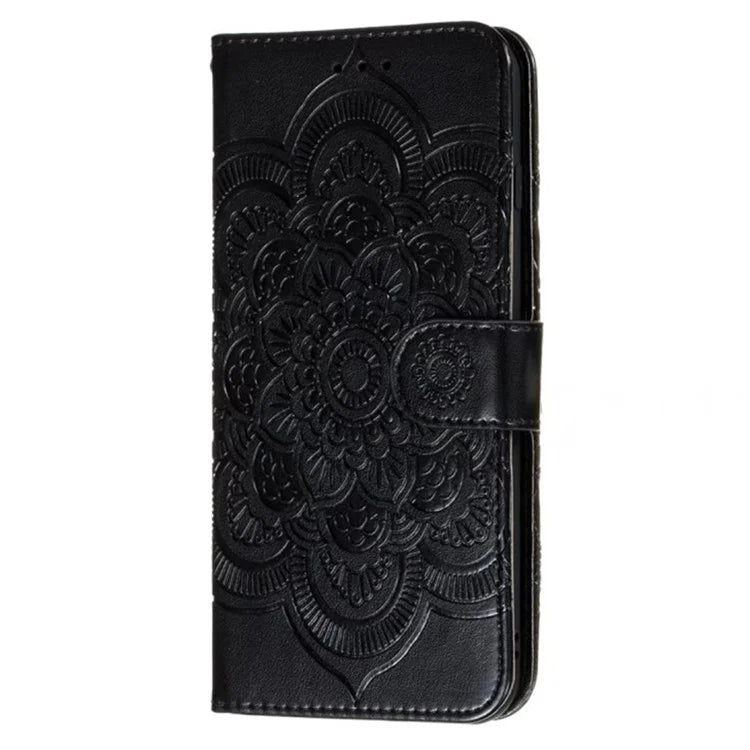 For iPhone 15 Plus Case Wallet PU Leather Mandala Flower Phone Cover