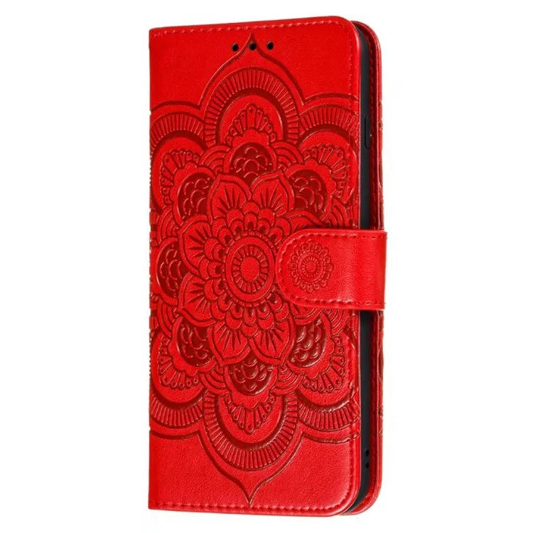 For iPhone 15 Plus Case Wallet PU Leather Mandala Flower Phone Cover