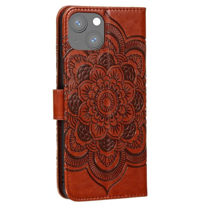 For iPhone 15 Plus Case Wallet PU Leather Mandala Flower Phone Cover