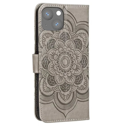 For iPhone 15 Plus Case Wallet PU Leather Mandala Flower Phone Cover