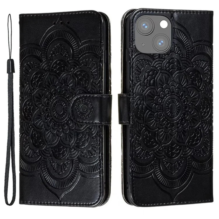 For iPhone 15 Stand Cover PU Leather Wallet Folio Flip Phone Case
