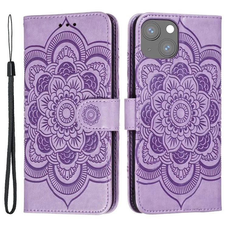 For iPhone 15 Stand Cover PU Leather Wallet Folio Flip Phone Case