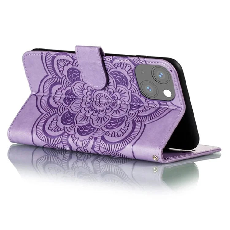 For iPhone 15 Stand Cover PU Leather Wallet Folio Flip Phone Case