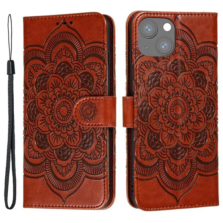 For iPhone 15 Stand Cover PU Leather Wallet Folio Flip Phone Case