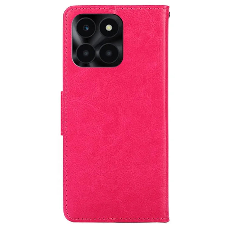 For Honor X6a 4G Case TPU+PU Leather Wallet Stand Anti-scratch Phone Protector