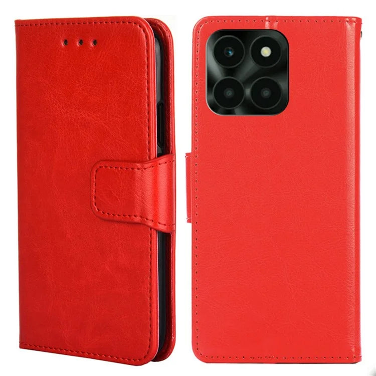 For Honor X6a 4G Case TPU+PU Leather Wallet Stand Anti-scratch Phone Protector