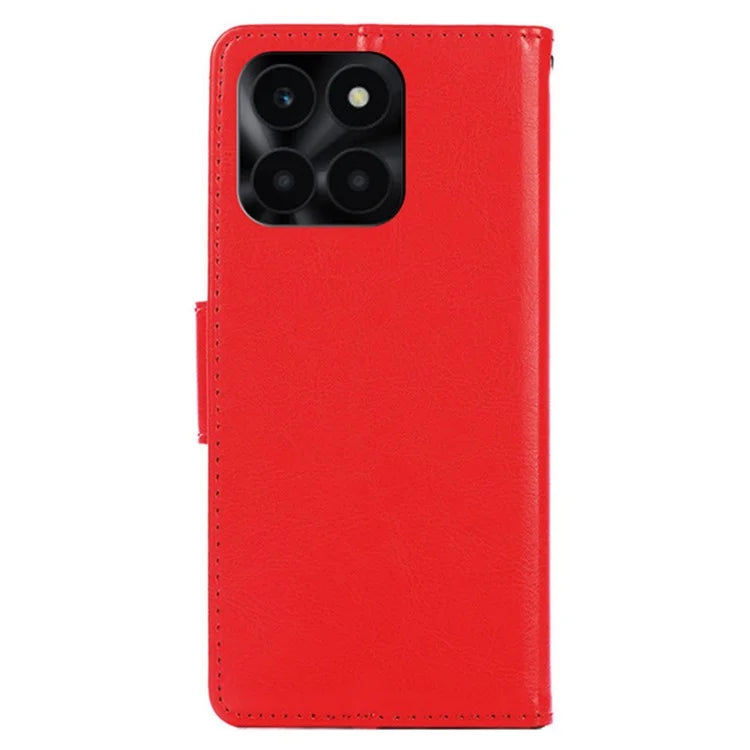 For Honor X6a 4G Case TPU+PU Leather Wallet Stand Anti-scratch Phone Protector