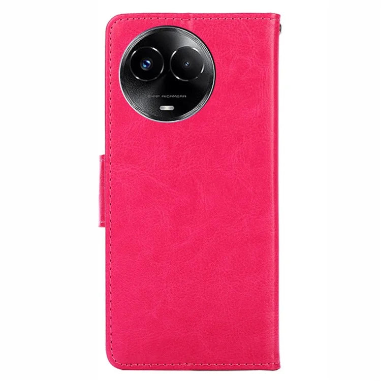 For Realme 11 5G (Global) /  11x 5G Case Scratch-resistant TPU+PU Leather Wallet Stand Soft Phone ProtectorRose