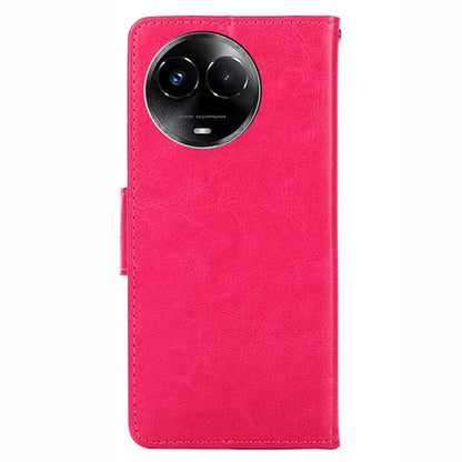 For Realme 11 5G (Global) /  11x 5G Case Scratch-resistant TPU+PU Leather Wallet Stand Soft Phone ProtectorRose