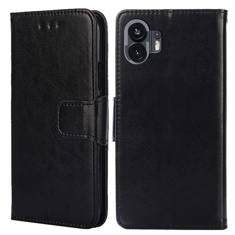 For Nothing Phone (2) Case Anti-scratch Textured PU Leather Wallet Stand Phone Cover