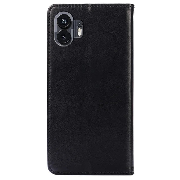 For Nothing Phone (2) Case Anti-scratch Textured PU Leather Wallet Stand Phone Cover