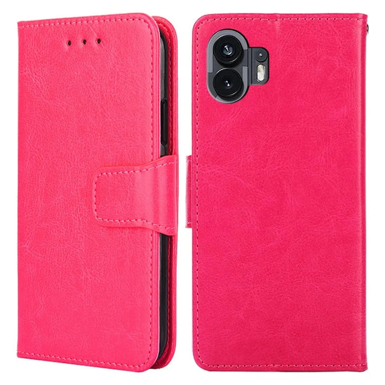 For Nothing Phone (2) Case Anti-scratch Textured PU Leather Wallet Stand Phone Cover