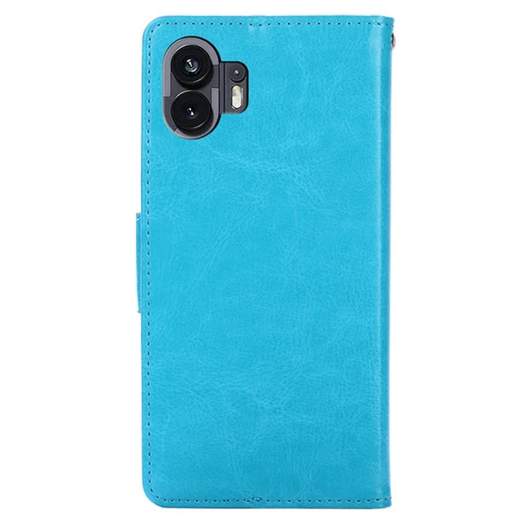 For Nothing Phone (2) Case Anti-scratch Textured PU Leather Wallet Stand Phone Cover