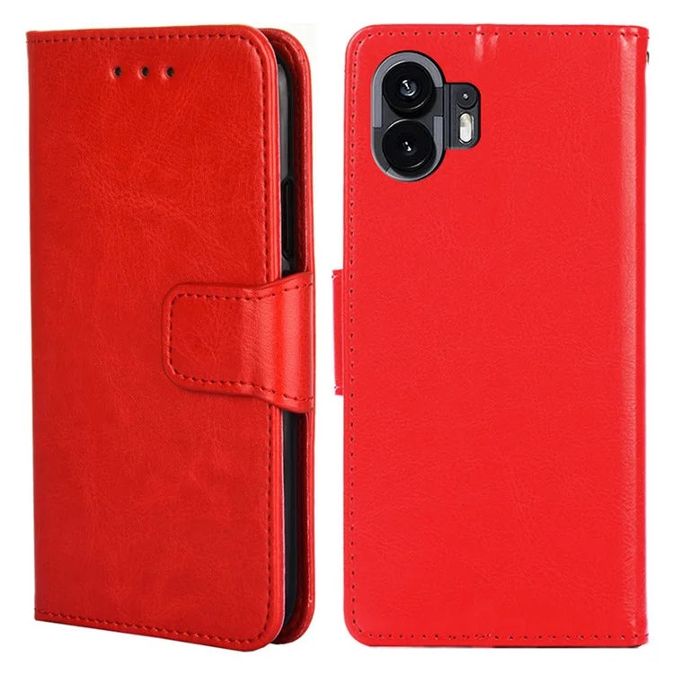 For Nothing Phone (2) Case Anti-scratch Textured PU Leather Wallet Stand Phone Cover