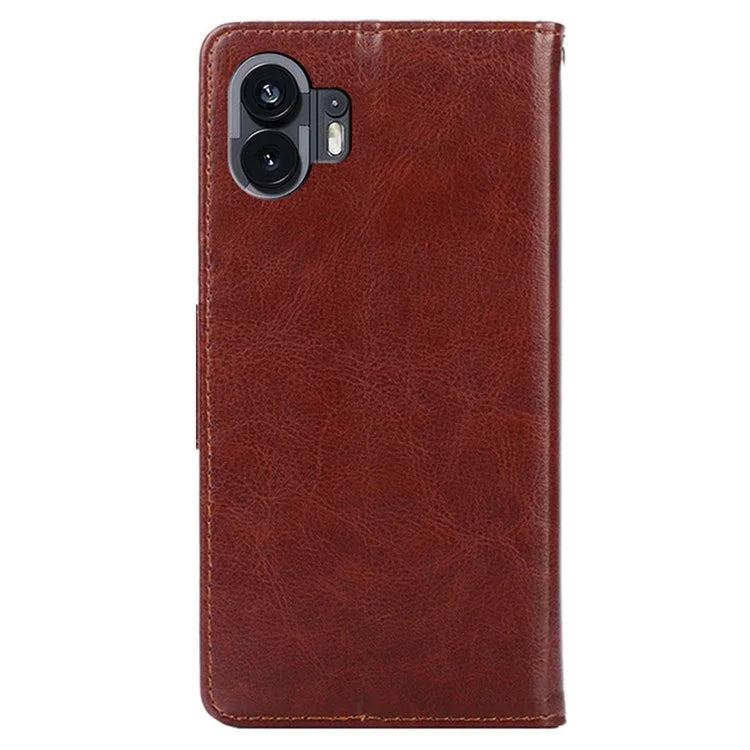 For Nothing Phone (2) Case Anti-scratch Textured PU Leather Wallet Stand Phone Cover