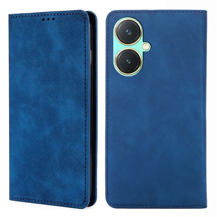For vivo Y27 4G Case PU Leather+TPU Skin-touch Flip Stand Phone Cover with Card Slots