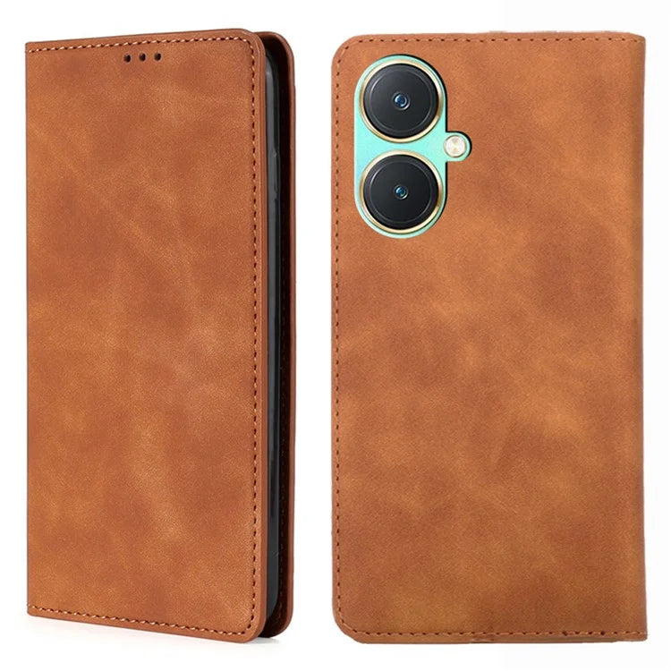 For vivo Y27 4G Case PU Leather+TPU Skin-touch Flip Stand Phone Cover with Card Slots