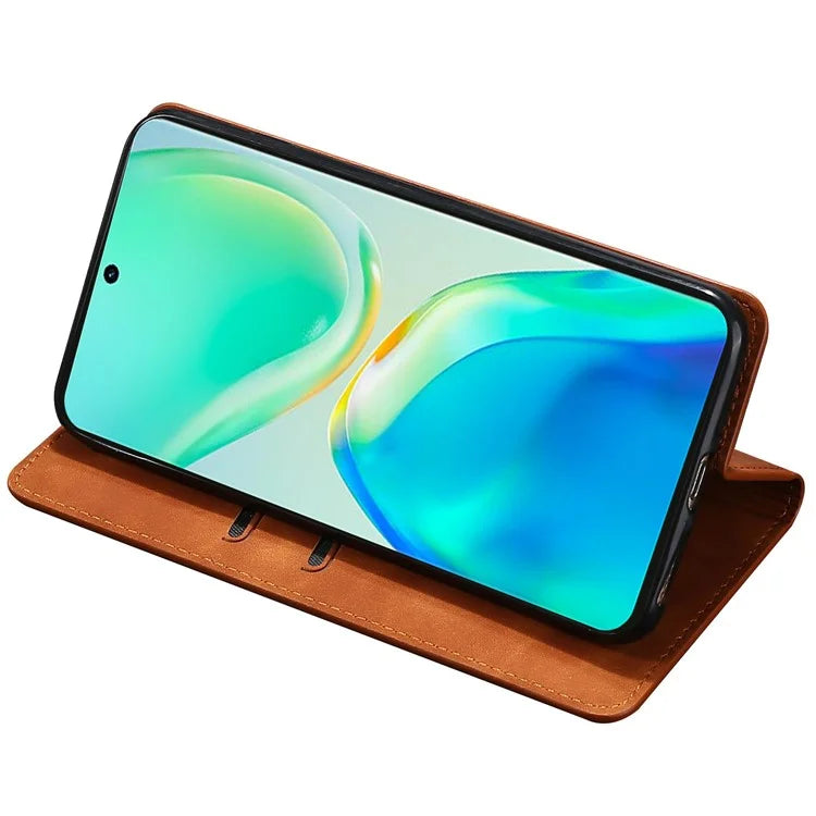 For vivo Y27 4G Case PU Leather+TPU Skin-touch Flip Stand Phone Cover with Card Slots