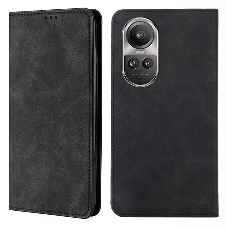 For Oppo Reno10 5G (Global) / Reno10 Pro 5G (Global) Case PU Leather+TPU Card Slots Stand Skin-touch Mobile Phone Cover