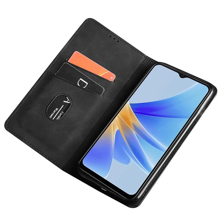 For Oppo Reno10 5G (Global) / Reno10 Pro 5G (Global) Case PU Leather+TPU Card Slots Stand Skin-touch Mobile Phone Cover