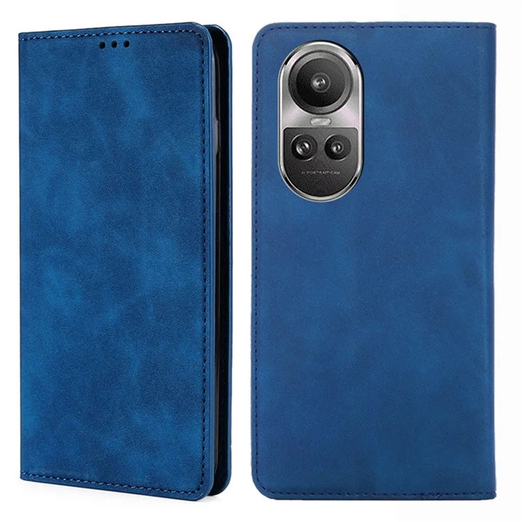 For Oppo Reno10 5G (Global) / Reno10 Pro 5G (Global) Case PU Leather+TPU Card Slots Stand Skin-touch Mobile Phone Cover