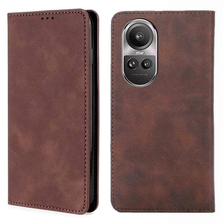 For Oppo Reno10 5G (Global) / Reno10 Pro 5G (Global) Case PU Leather+TPU Card Slots Stand Skin-touch Mobile Phone Cover