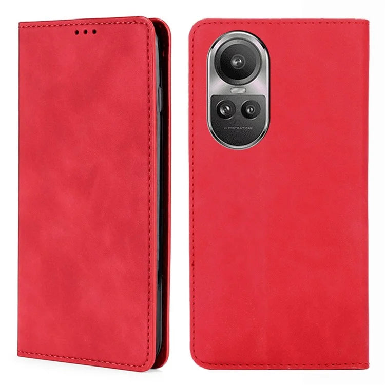 For Oppo Reno10 5G (Global) / Reno10 Pro 5G (Global) Case PU Leather+TPU Card Slots Stand Skin-touch Mobile Phone Cover