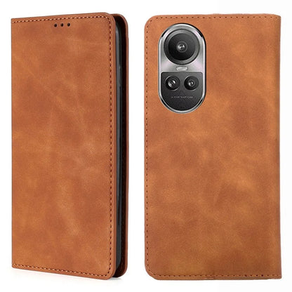 For Oppo Reno10 5G (Global) / Reno10 Pro 5G (Global) Case PU Leather+TPU Card Slots Stand Skin-touch Mobile Phone Cover