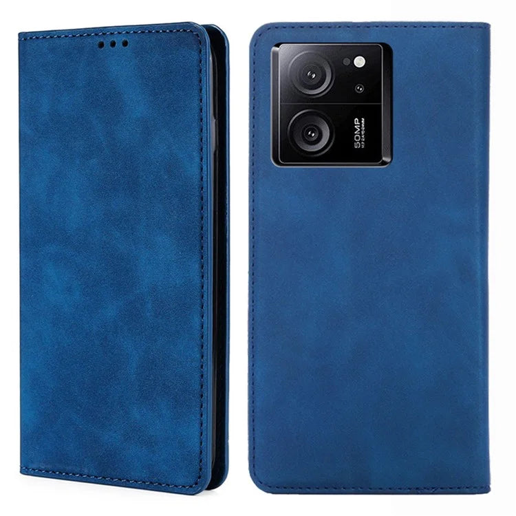 For Xiaomi Redmi K60 Ultra / 13T / 13T Pro Case Magnetic Auto-absorbed Skin-touch Flip Stand PU Leather Cell Phone Cover with Card Slots