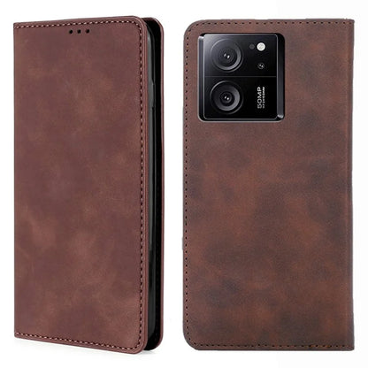 For Xiaomi Redmi K60 Ultra / 13T / 13T Pro Case Magnetic Auto-absorbed Skin-touch Flip Stand PU Leather Cell Phone Cover with Card Slots